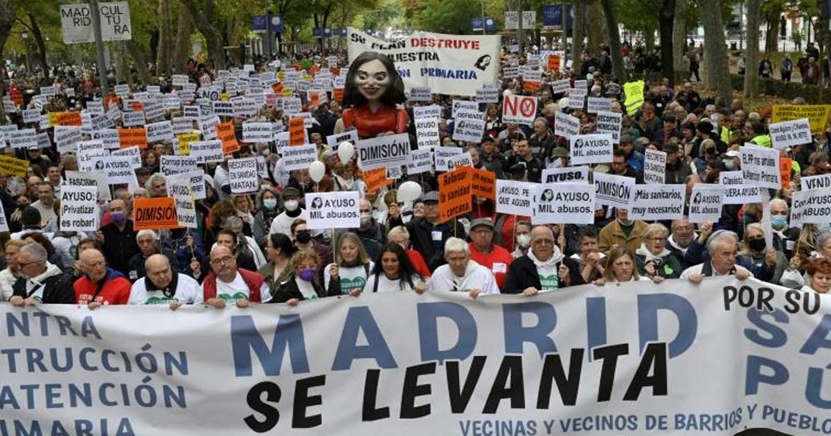 Manifestation massive à Madrid pour défendre le système de santé public régional