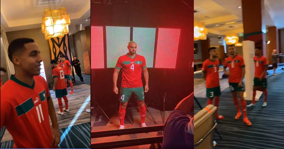 Les joueurs de l’Equipe national posent pour un photocall du Mondial-2022