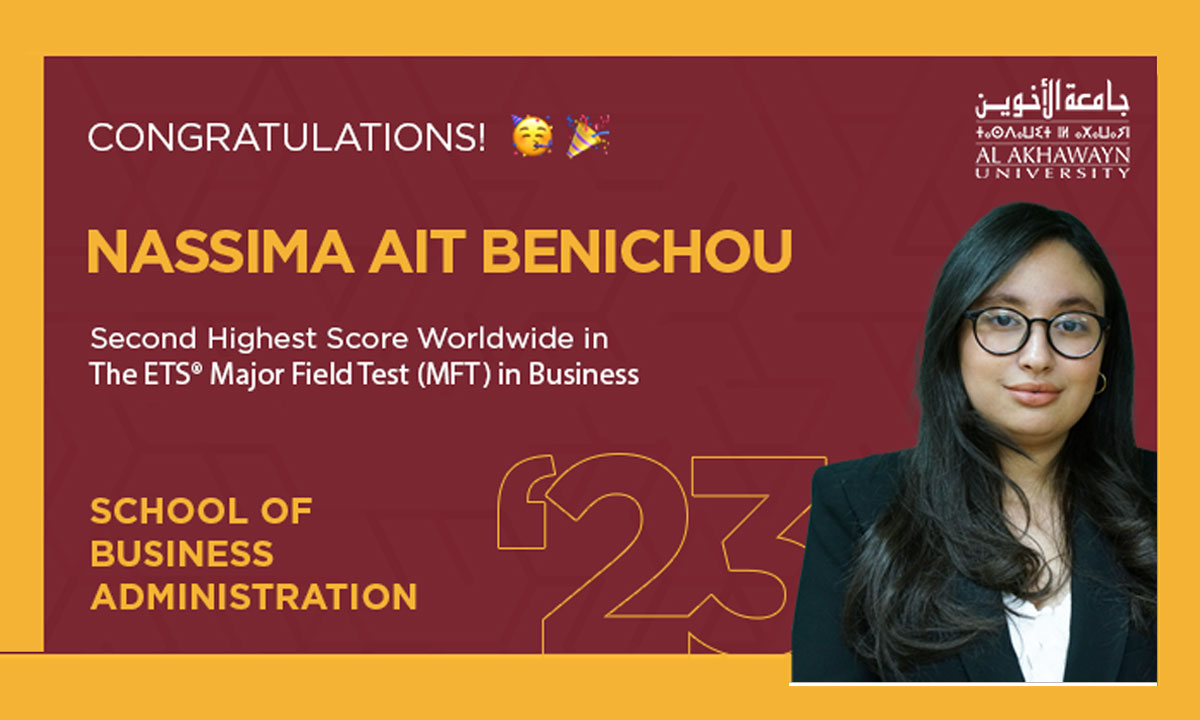 Nassima Ait Benichou obtient le 2ème meilleur score au au monde dans le Major Field Test de business