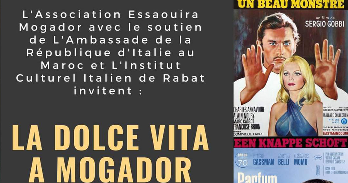 La 2ème édition de la Rencontre "La Dolce Vita à Mogador", du 4 au 8 octobre à Essaouira