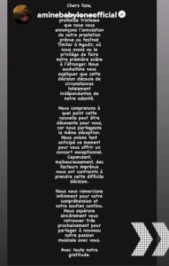 Story instagram d'Amine Babylone