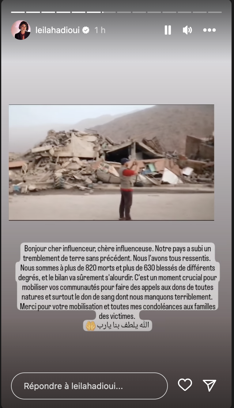 Leila Hadioui séisme