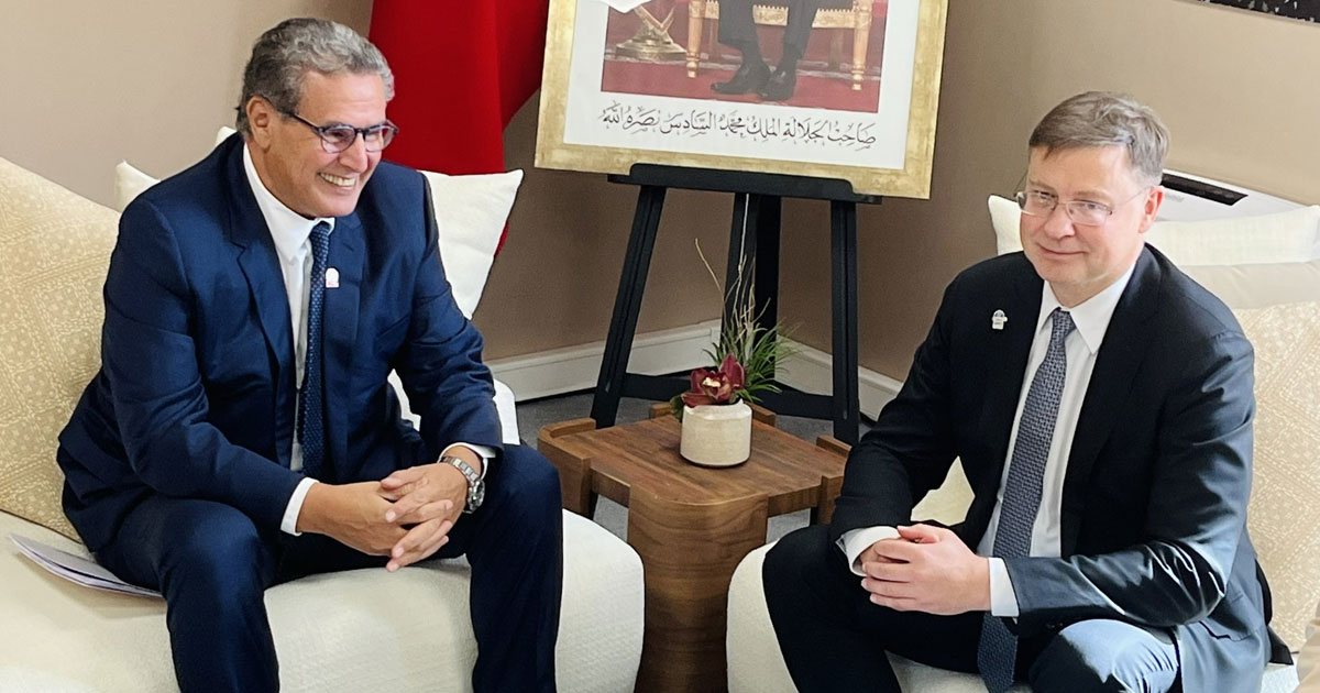 Assemblées BM/FMI: Akhannouch s'entretient avec le vice-président exécutif de la Commission européenne