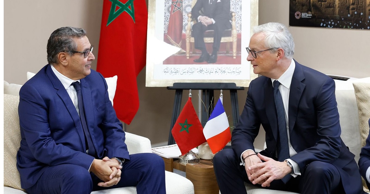 roi Mohammed VI, Aziz Akhannouch, Bruno Le Maire,Nadia Fettah,, Christophe Lecourtier