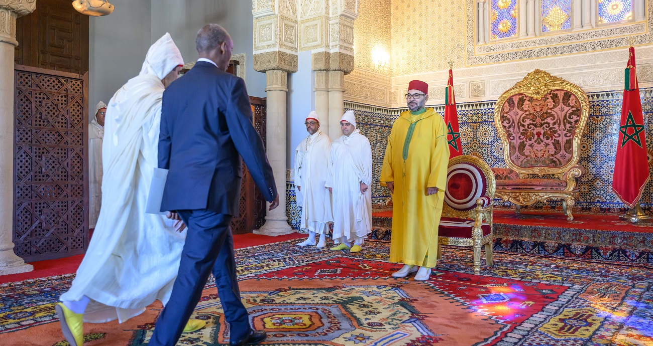 Roi ,Mohammed VI, Mohammed VI, Roi, Christophe Lecourtier, Ambassadeur de la République française, erhii Saienko, Ambassadeur d'Ukraine, 