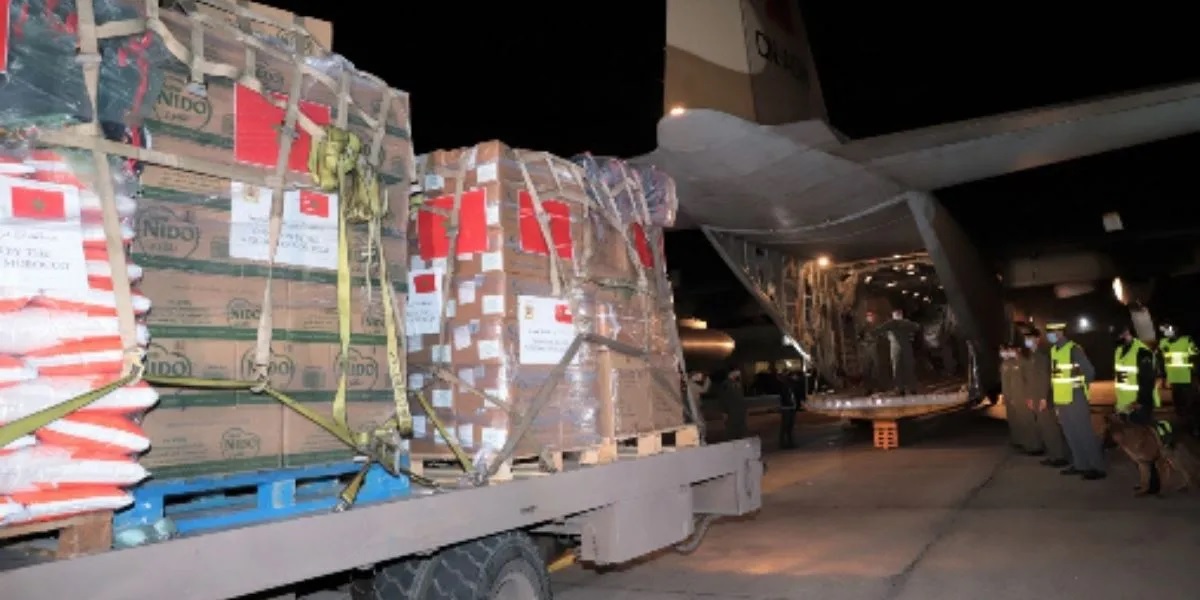 Égypte,aéroport d’El Arich, populations palestiniennes, Gaza, Forces Royales Air de Kénitra, avions militaires, aide humanitaire