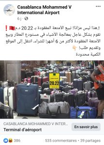 Publication trompeuse de l'arnaqueur sur Facebook. 