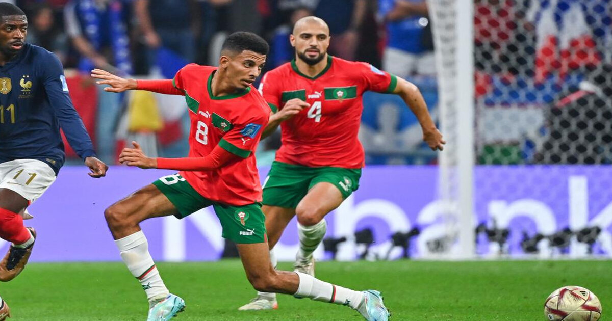Les Lions de l'Atlas Azzedine Ounahi et Sofyan Amrabat.