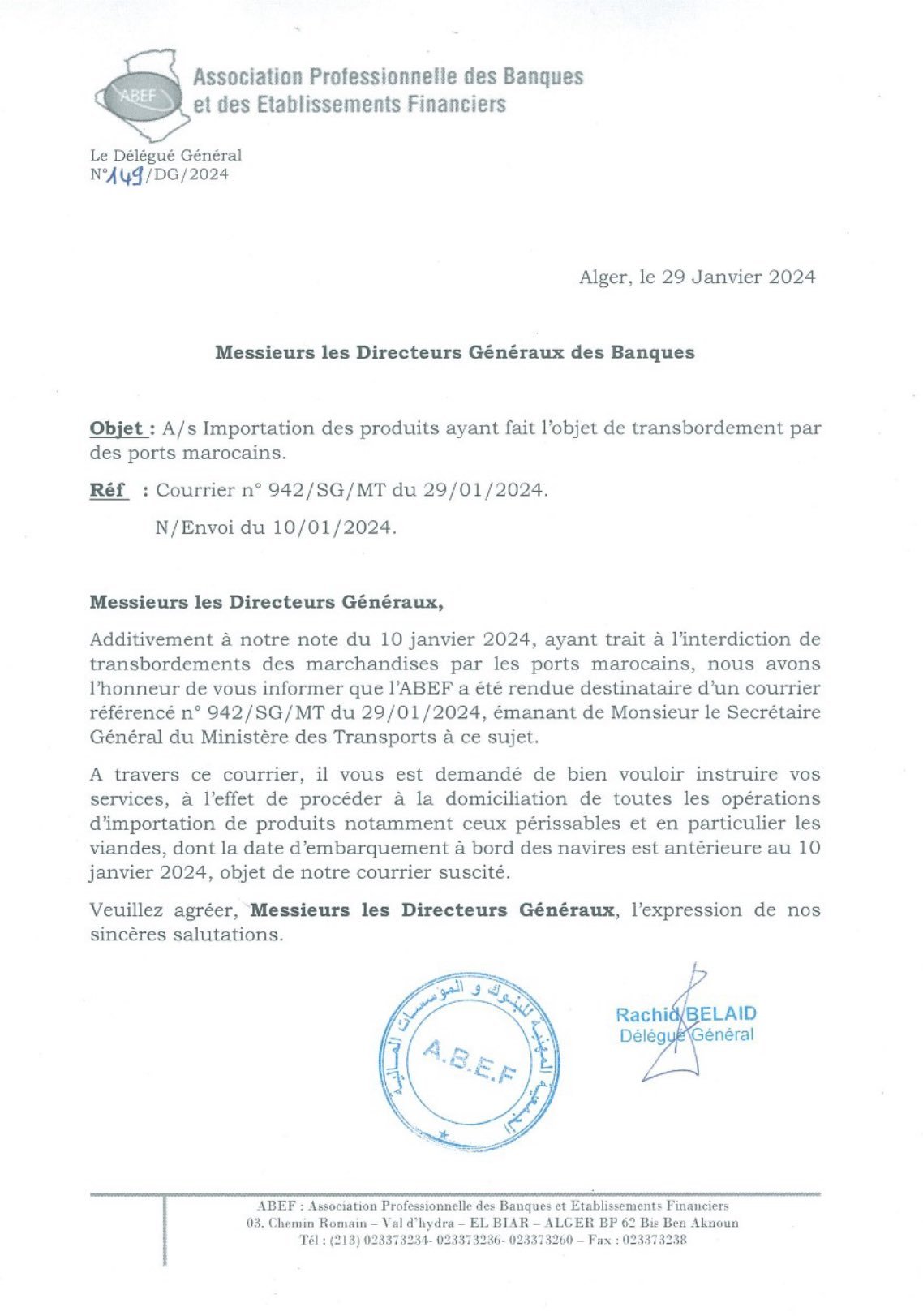 Le nouveau document de l'Association professionnelle des banques et des établissements financiers (ABEF)