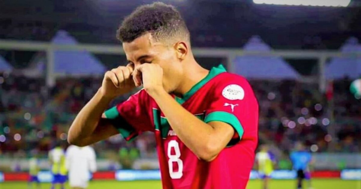 Azzedine Ounahi célébrant son but lors du match contre la Tanzanie.