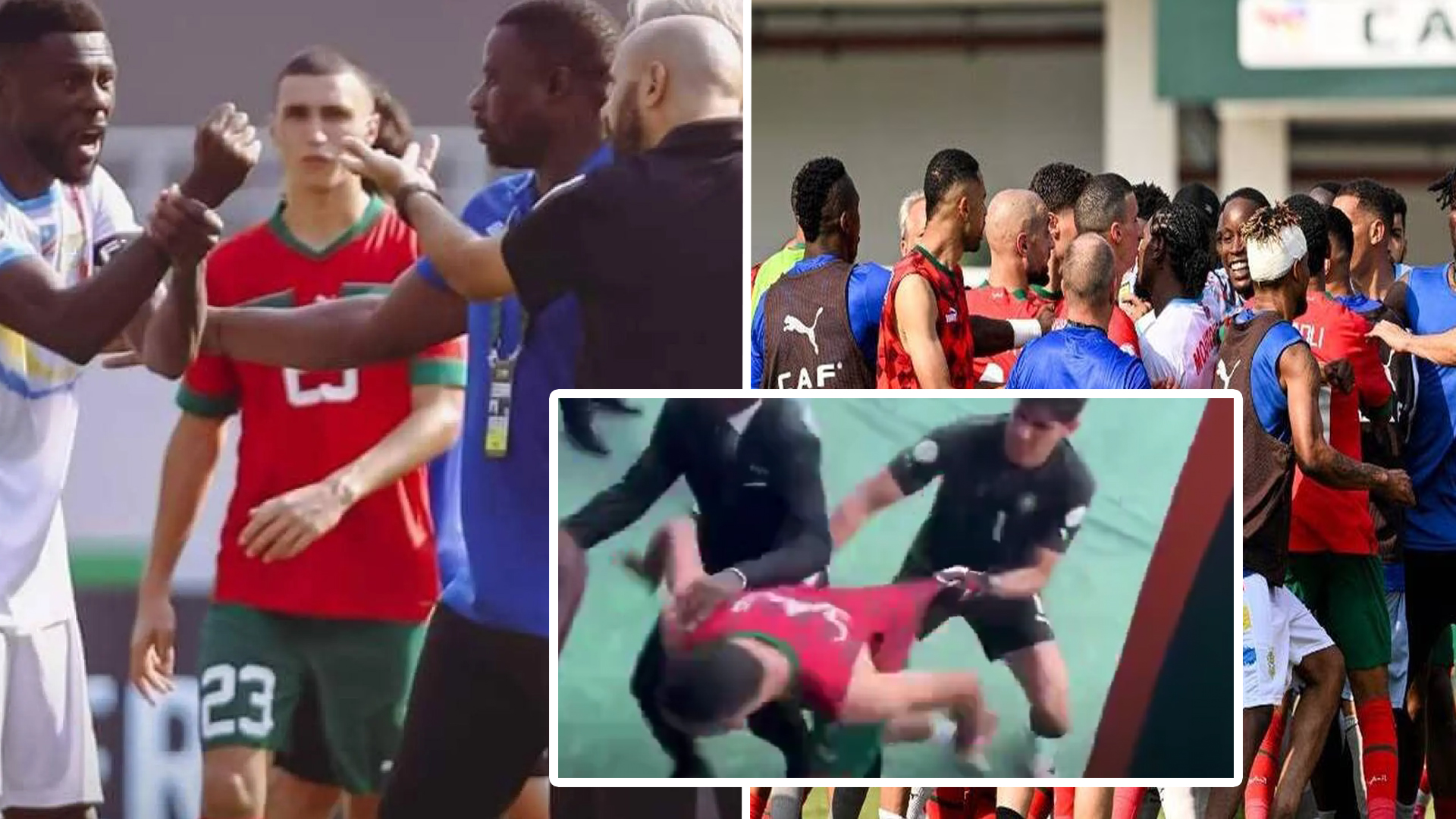 Images des altercations entre Walid Regragui et Mbemba.
