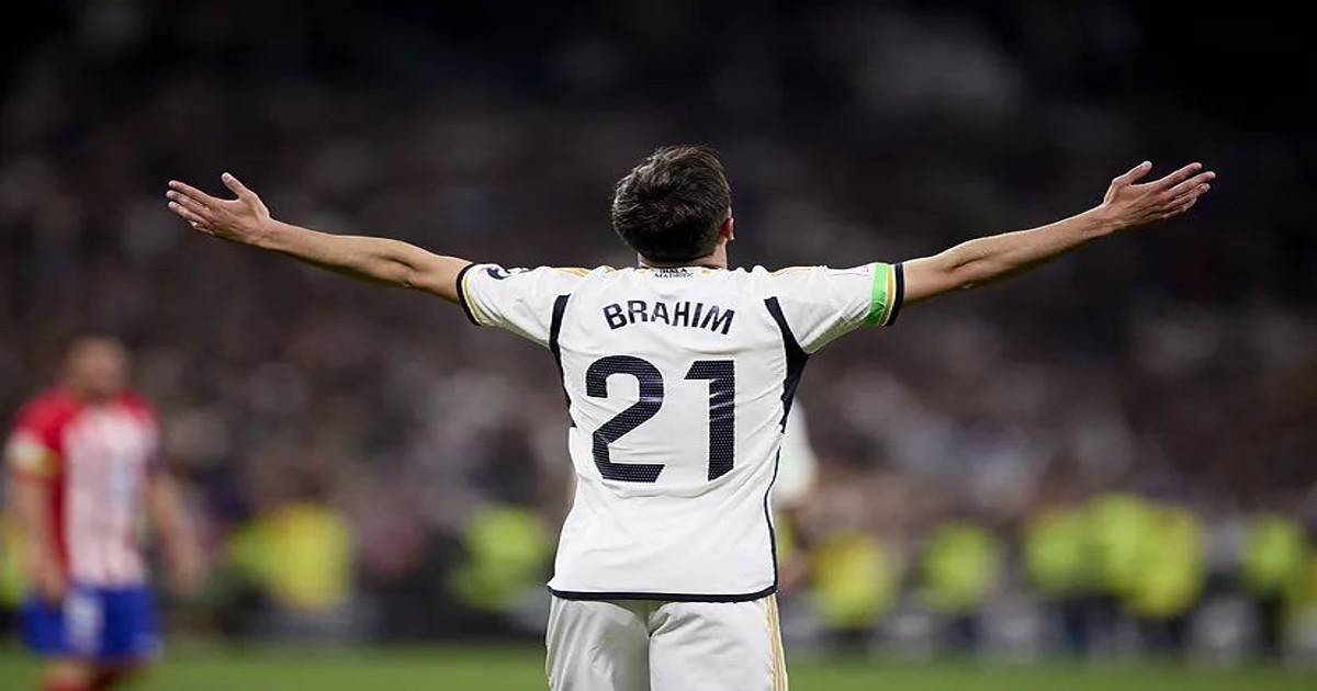 Brahim Diaz célébrant un de ses buts avec le Real Madrid.