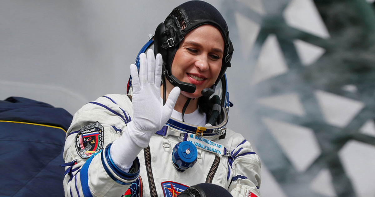 Décollage d'un vaisseau russe Soyouz avec la première cosmonaute bélarusse vers l'ISS