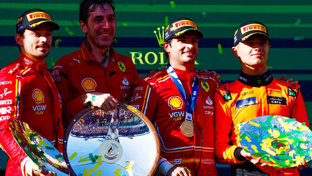 f1 double ferrari sainz australie, verstappen tapis