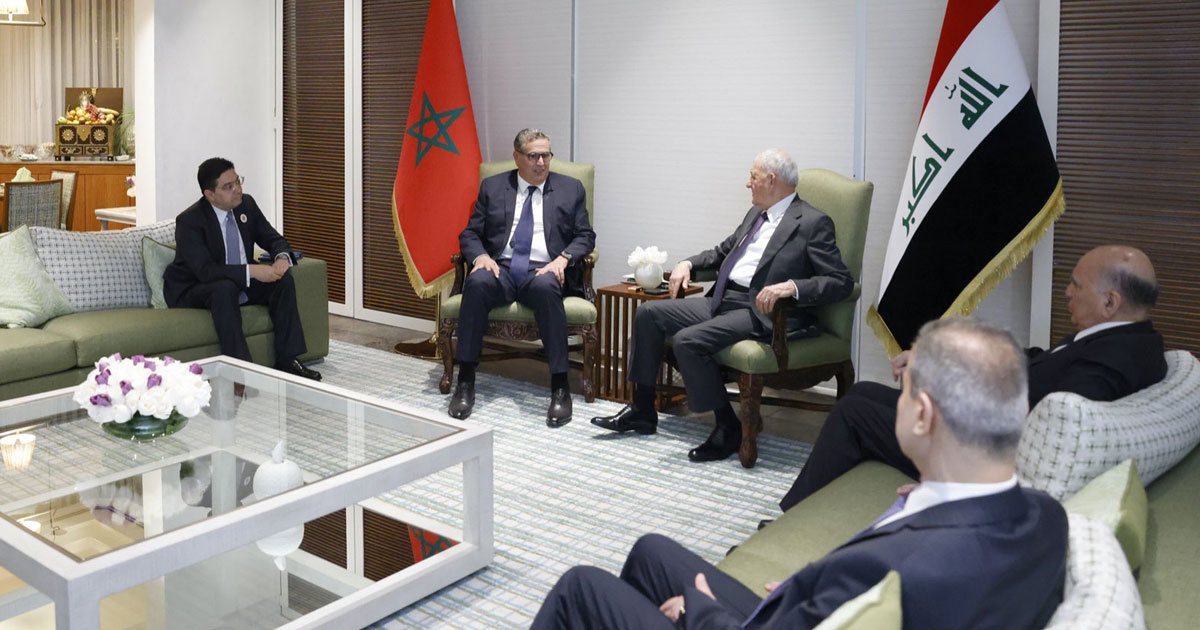 Sommet arabe Akhannouch s-entretient a Manama avec le President irakien