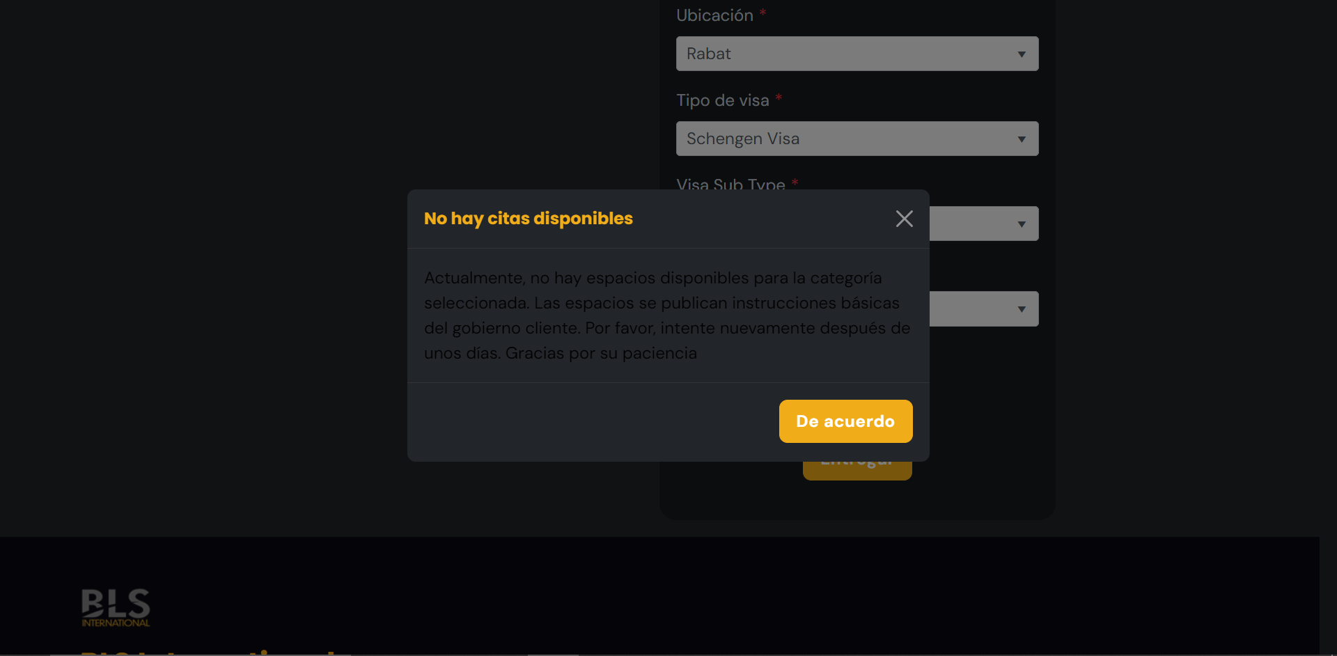 pas de rdv espagne