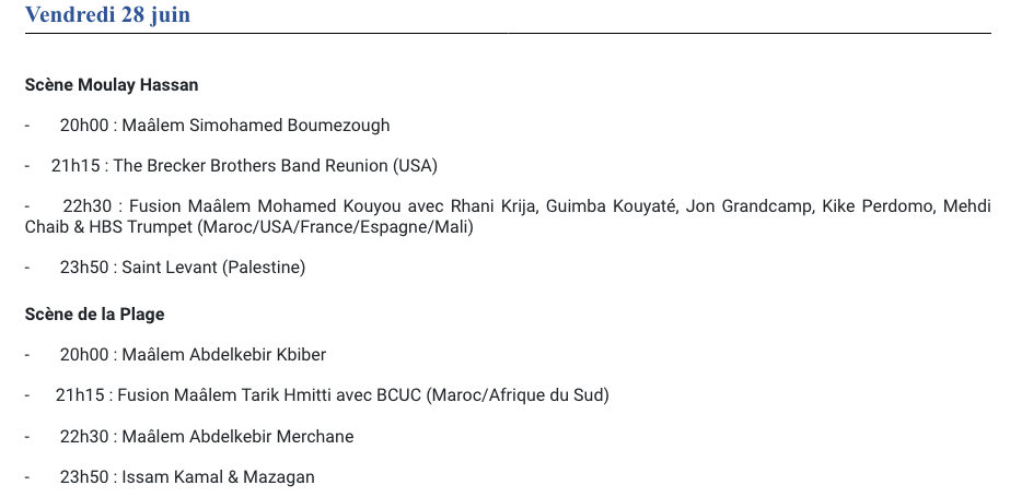 programme gnaoua 28 vendredi