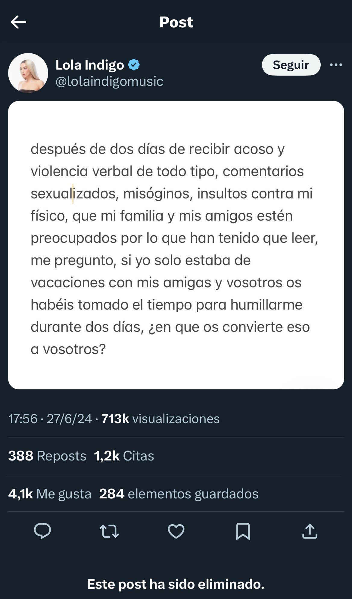 deuxième tweet supprimé de lola indigo
