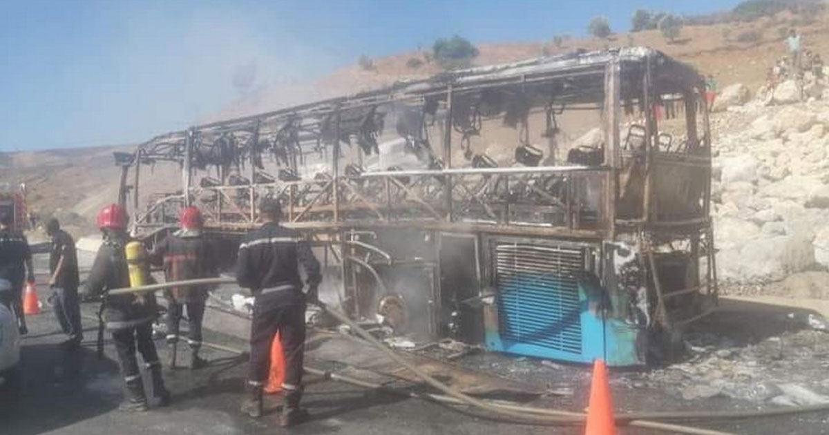 Incendie dans un bus de voyageurs sur la route entre Tétouan et Chefchaouen