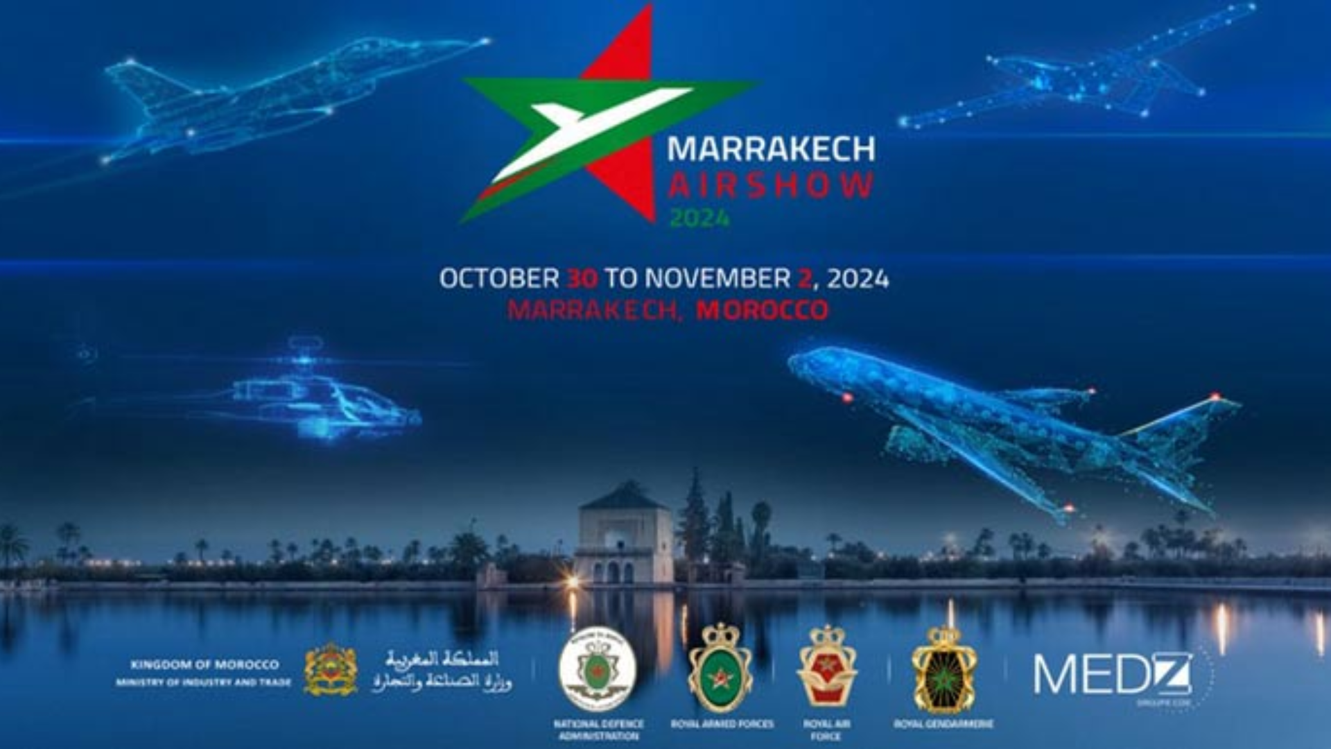 Abdeltif Loudyi a reçu mercredi à Marrakech, avec Mohammed Berrid, Jana Černochová et Zakir Hasanov lors de la 7ème édition du "Marrakech Airshow 2024".