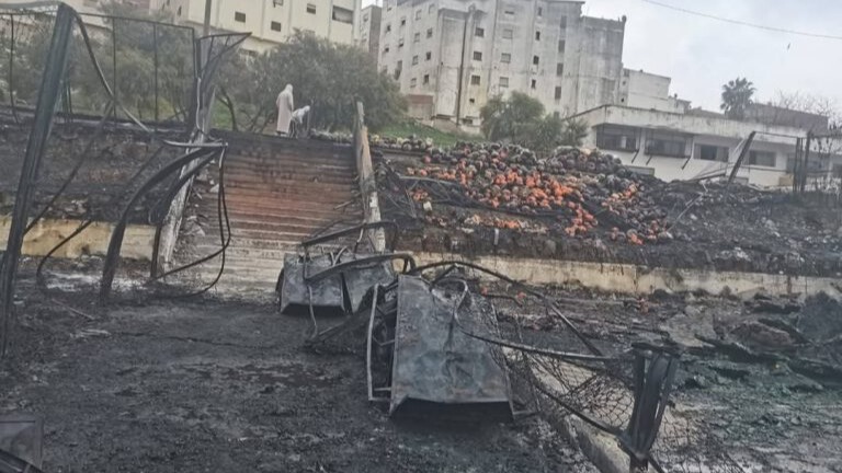 Les dégâts de l'incendie au marché de gros de Tétouan