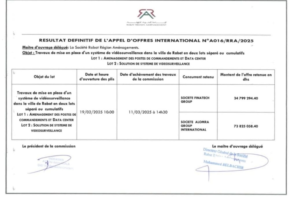 appel d'offres rabat