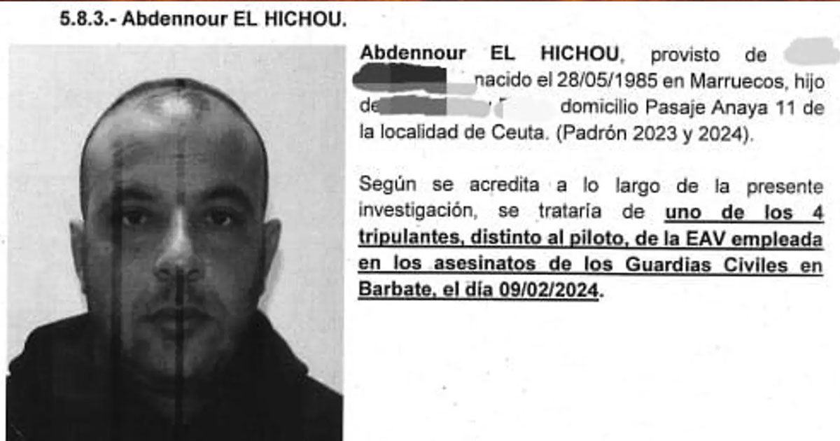 El Hichou : le fugitif marocain du meurtre des gardes civils de Barbate encore en cavale