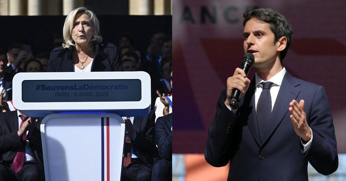 Marine Le Pen condamnée dénonce une "décision politique", "tu voles, tu paies" répond Attal 