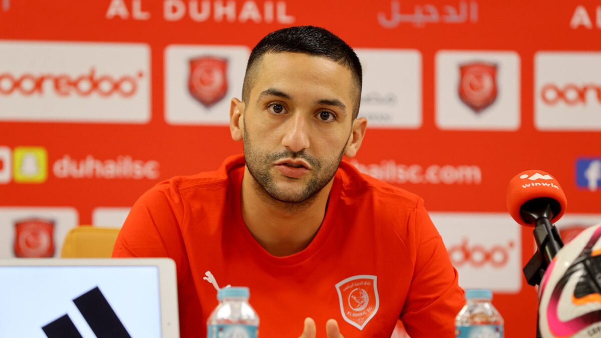 Hakim Ziyech, international marocain d'Al-Duhail, en conférence de presse