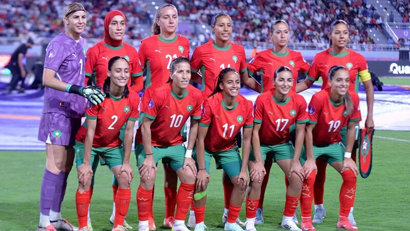 Les Lionnes de l'Atlas lors du match contre la Zambie (2-2)