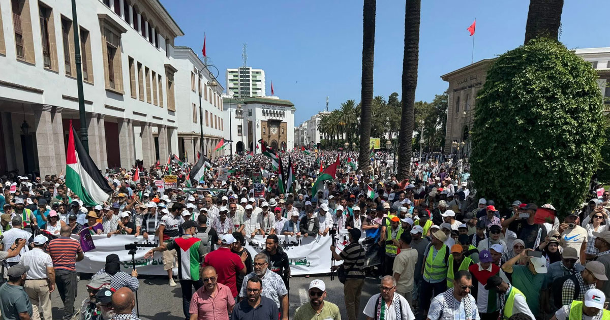 Marée humaine à Rabat contre le blocus de Gaza et la normalisation avec Israël