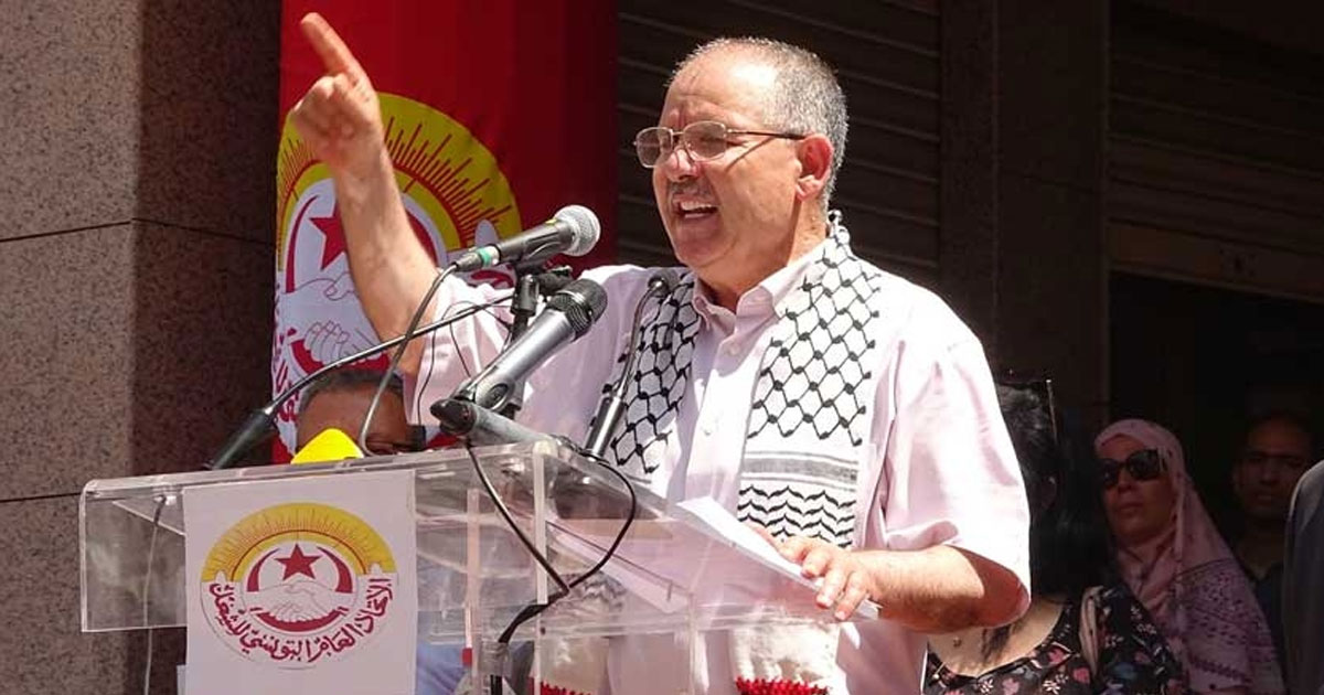 Tunisie, UGTT, Noureddine Taboubi, Kais Saied, corruption, manifestation Tunis, droits syndicaux, liberté d’expression, SNJT, Ligue tunisienne des droits de l’homme, FTDES, répression politique, coup de force 2021, opposition tunisienne, société civile