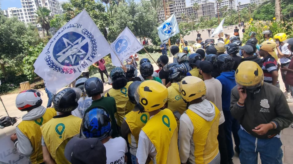 Manifestation des coursiers de Glovo à Casablanca