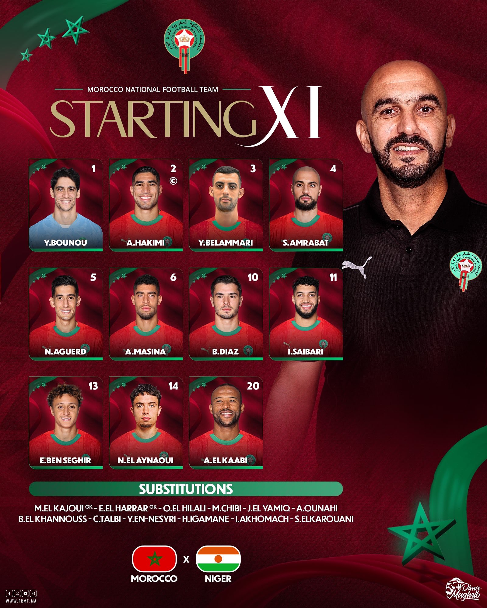 onze de départ Maroc -Niger