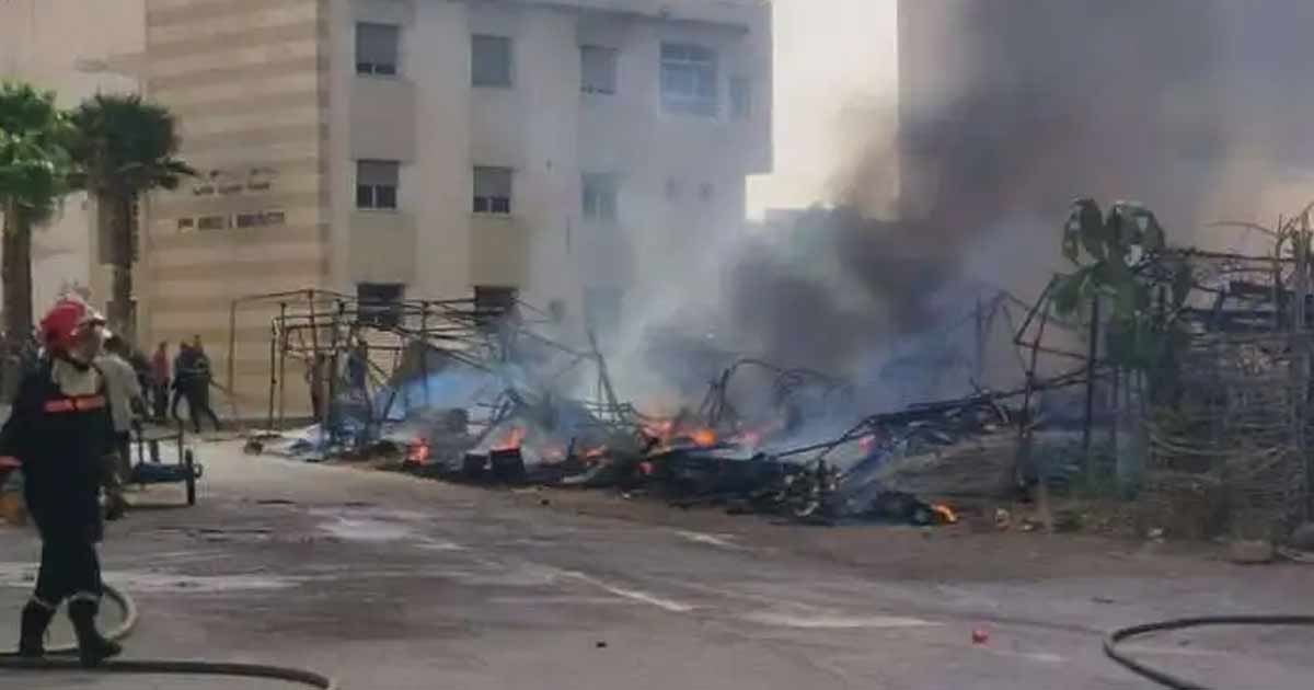 Feu spectaculaire au marché populaire de Taza : commerces en flammes