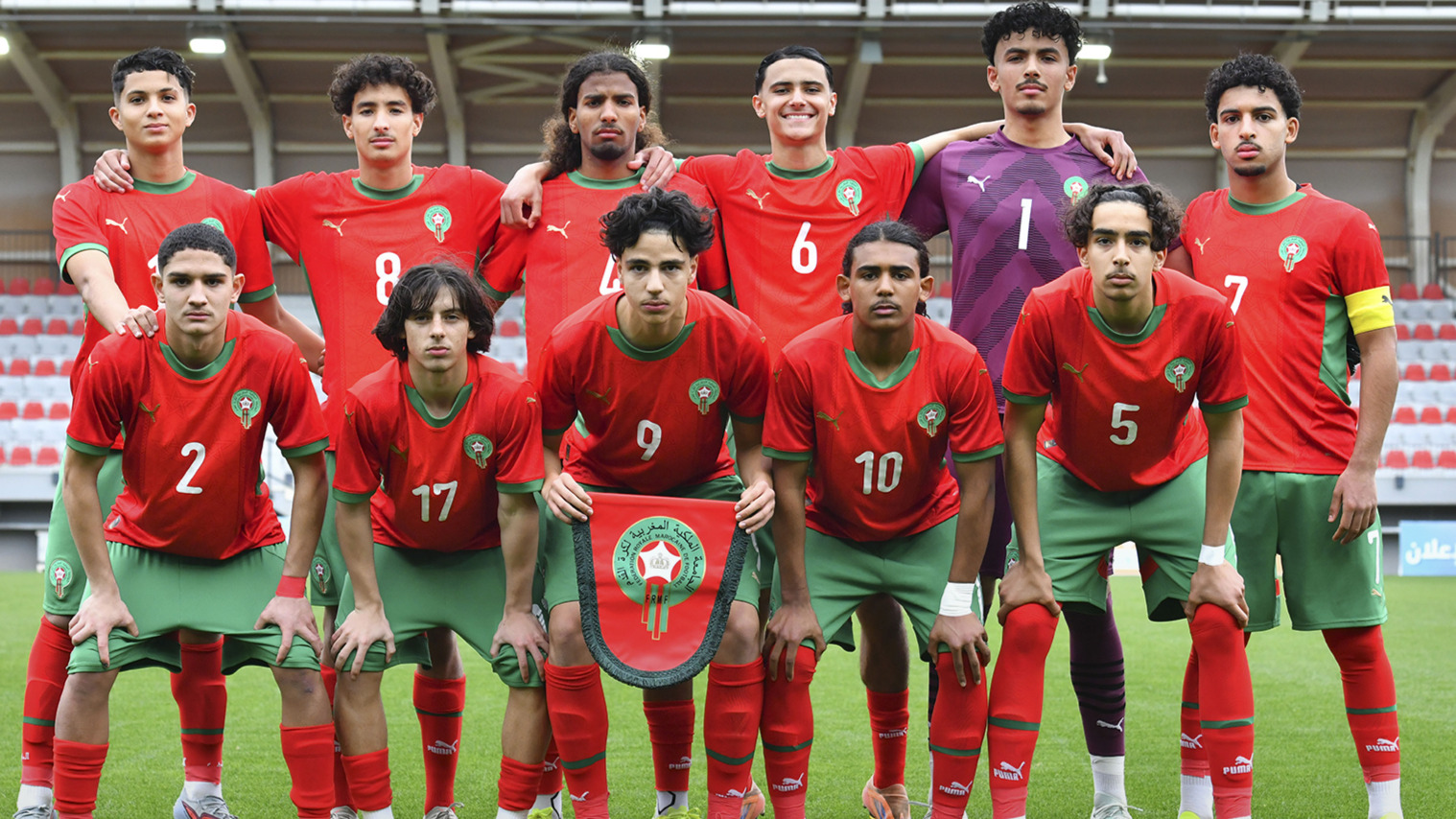 Les Lionceaux de l'Atlas U17 lors du match contre l'Algérie (3-0).