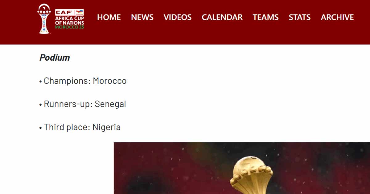 Le Maroc confirmé champion d’Afrique 2025 après la mise à jour officielle de la CAF