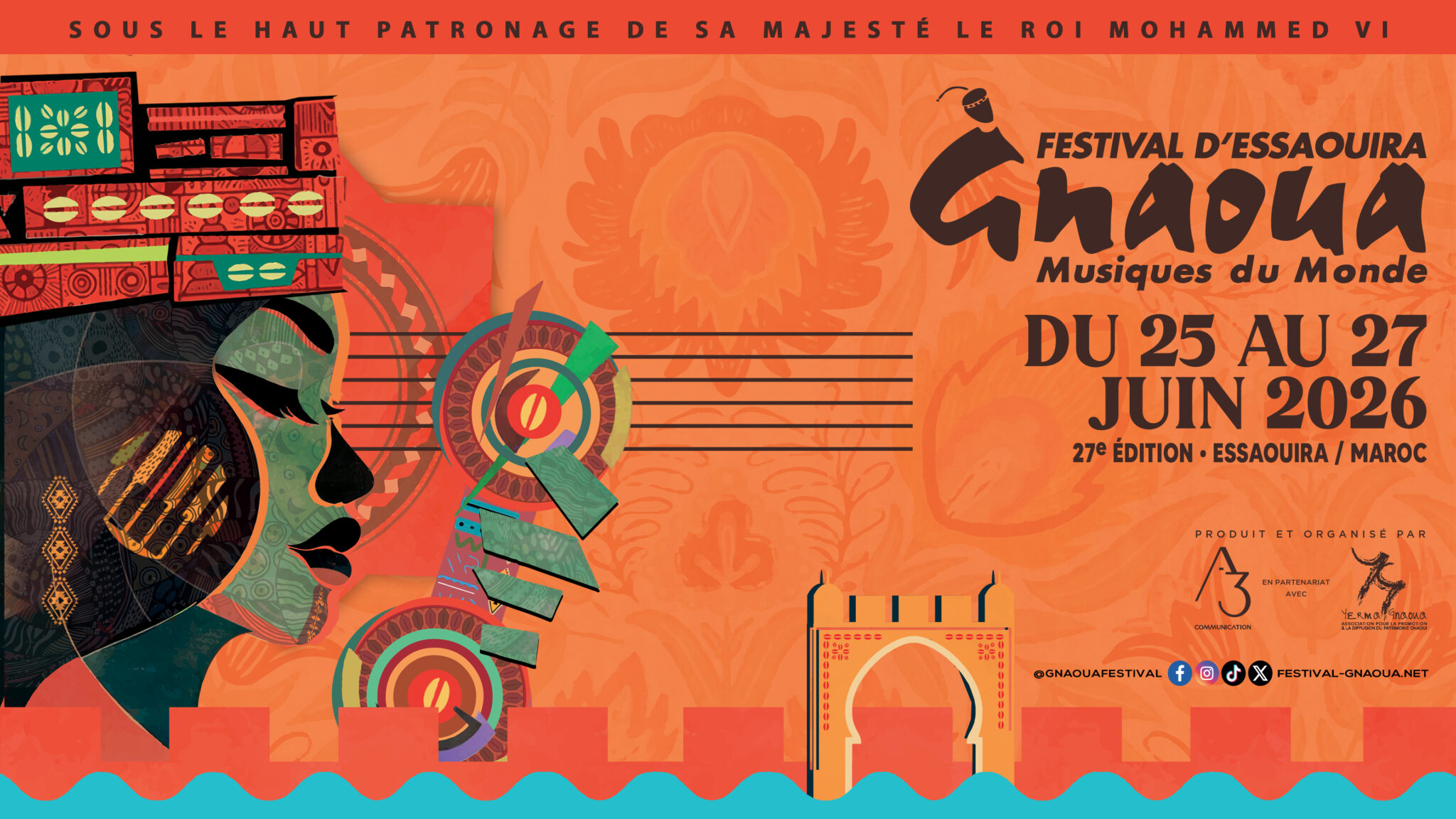 Affiche de l'édition 2026 du Festival Gnaoua d'Essaouira.