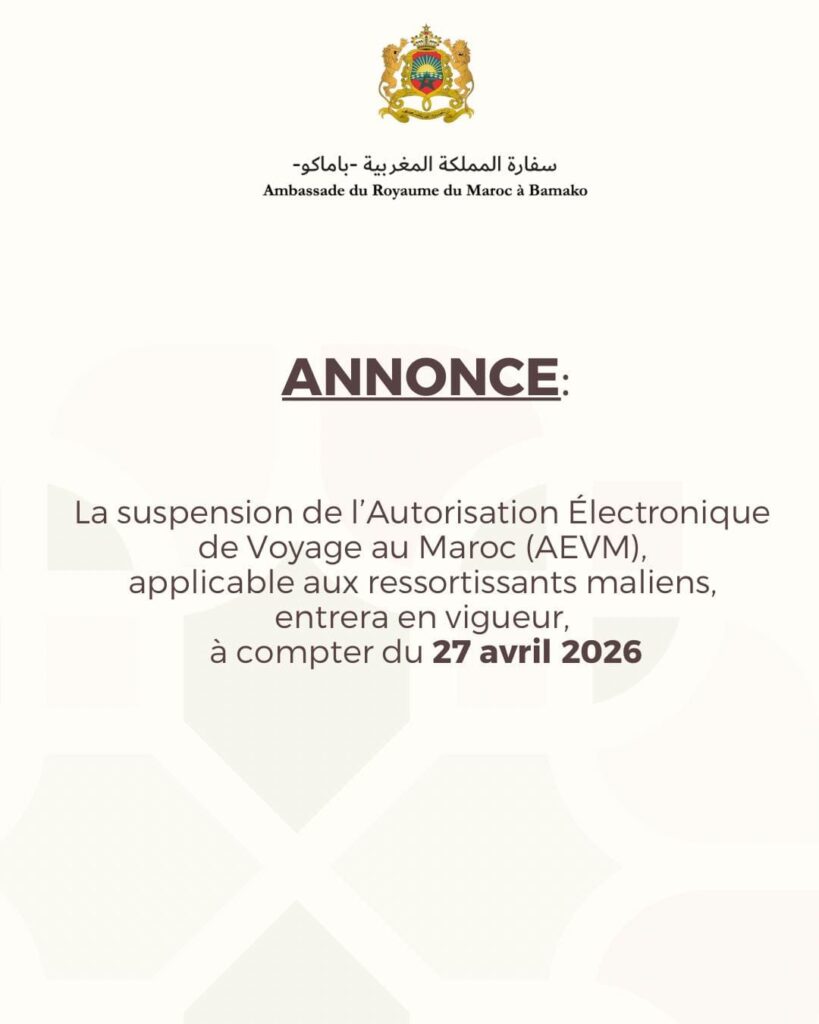 suspension de l'AEVM pour les Maliens