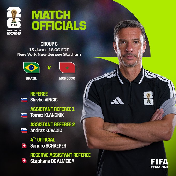 Corps arbitral maroc-Brésil au Mondial 2026