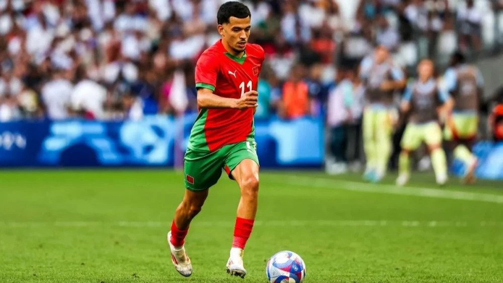 Zakaria El Ouahdi sous les couleurs des Lions de l'Atlas.